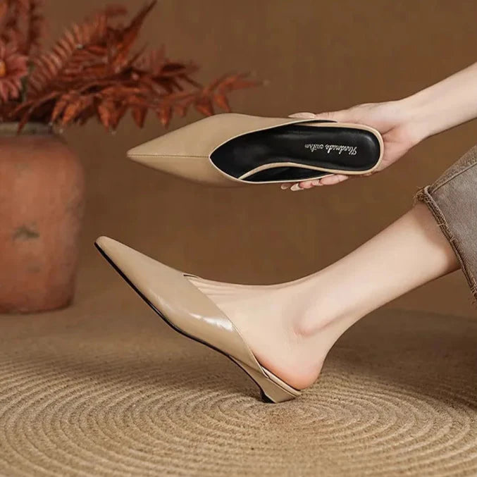 Eneva Genuine Leather Slip-On Mules