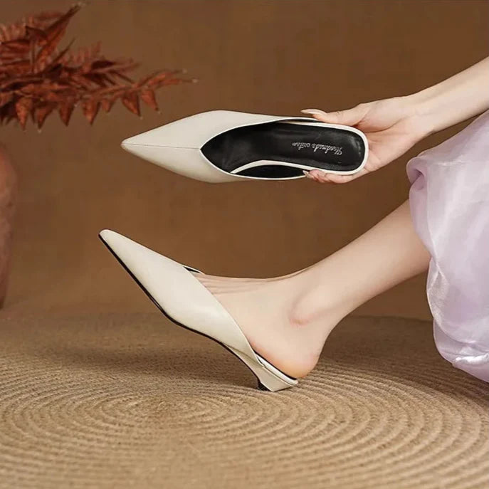 Eneva Genuine Leather Slip-On Mules