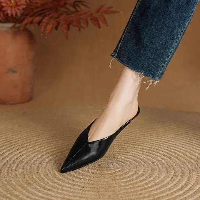 Eneva Genuine Leather Slip-On Mules