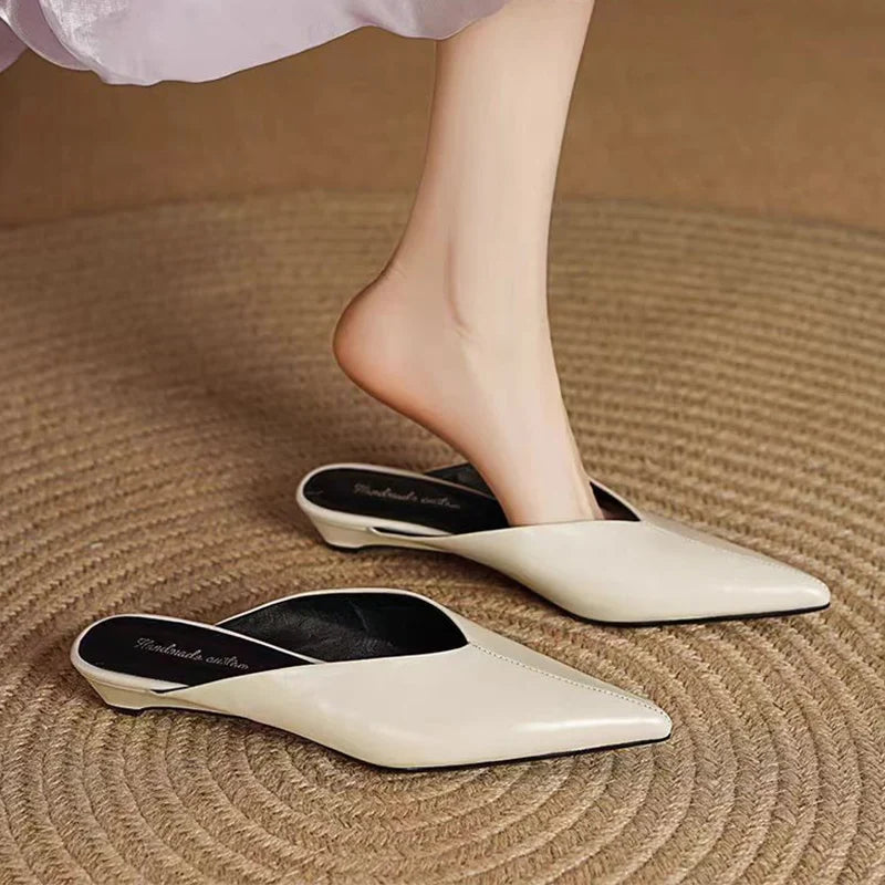 Eneva Genuine Leather Slip-On Mules