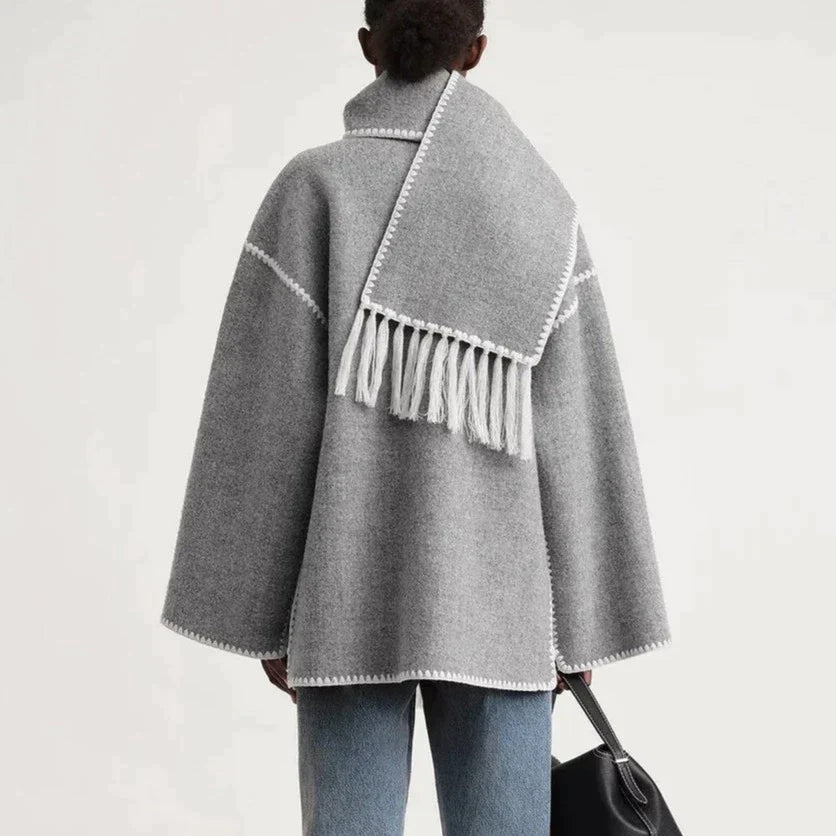 Sofia Amoretti Wool-Blend Scarf Coat