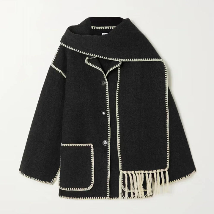 Sofia Amoretti Wool-Blend Scarf Coat