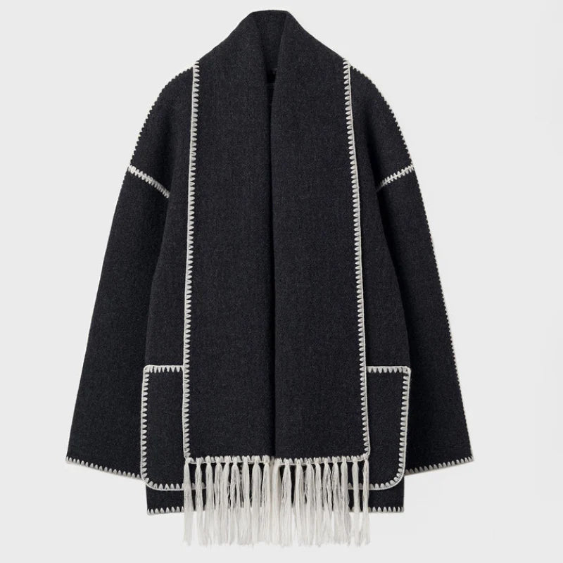 Sofia Amoretti Wool-Blend Scarf Coat
