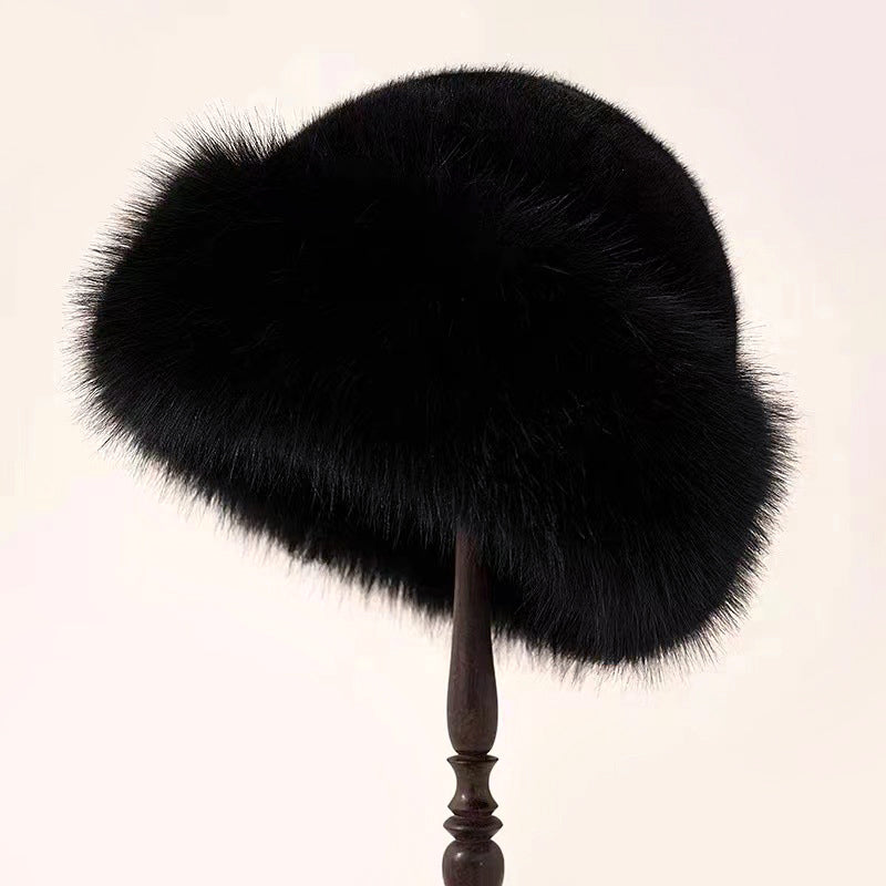 Luxurious Thick Fluffy Brimless Fur Hat for Women