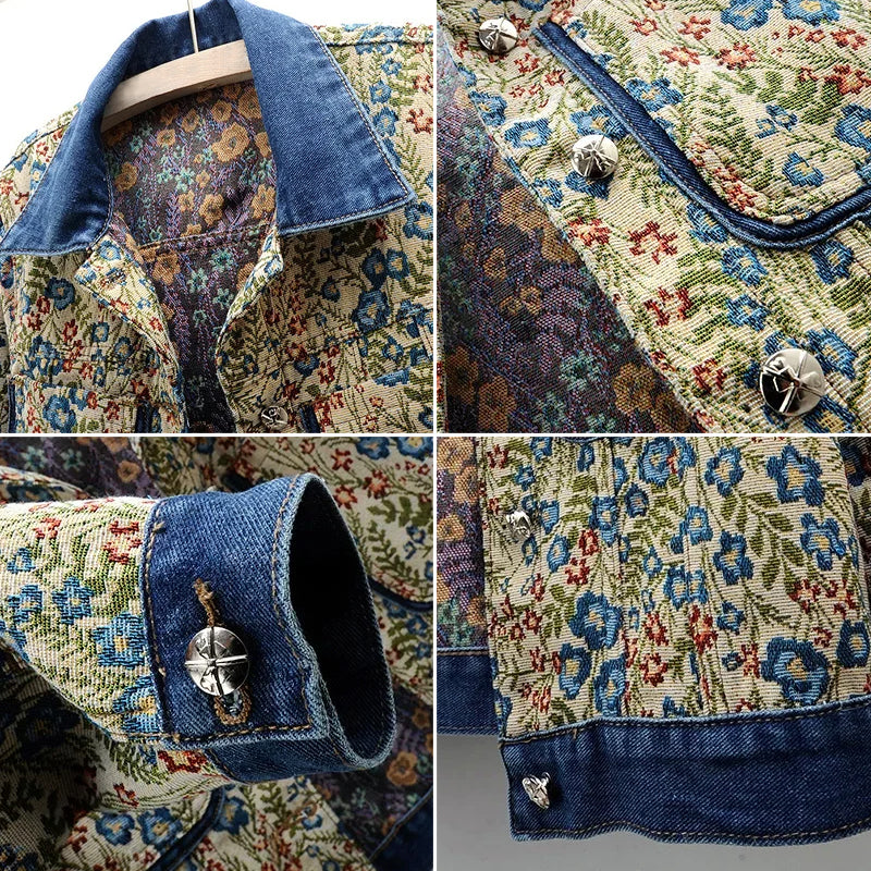 Floral Denim Jacket by Valentina Rossi