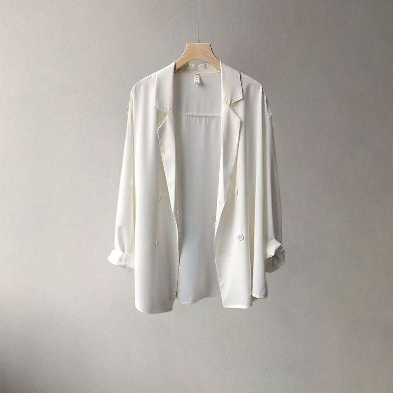 Valentina Rossi Pearl-Embellished Light Blazer