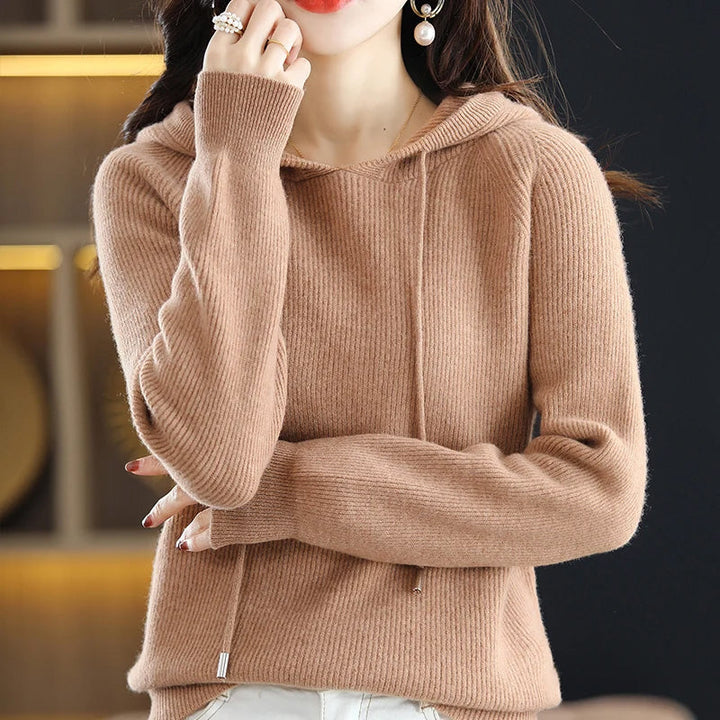Women's Cashmere Wool Knit Sweater with Hood