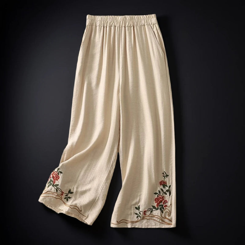 Floral Linen Trousers