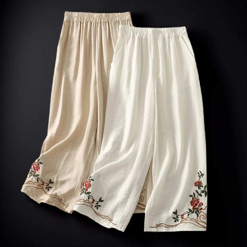 Floral Linen Trousers