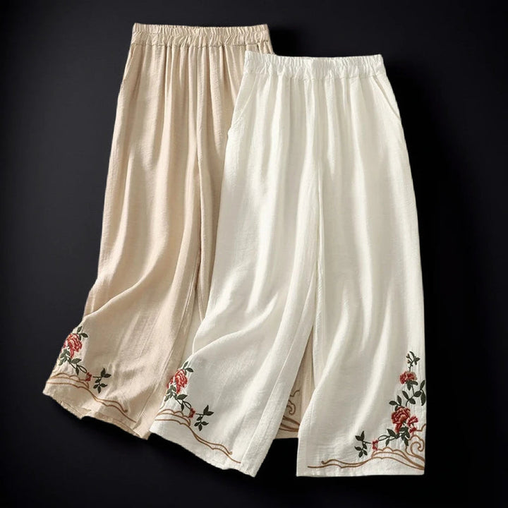 Floral Linen Trousers