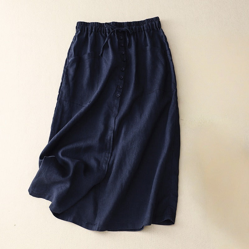 Mary Linen Midi Skirt