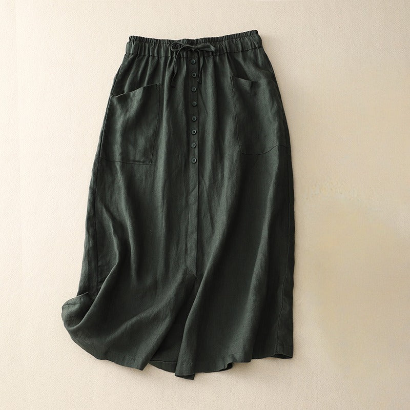 Mary Linen Midi Skirt