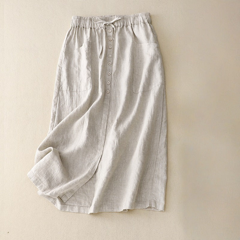 Mary Linen Midi Skirt