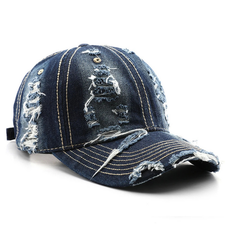 Retro Distressed Denim Cap