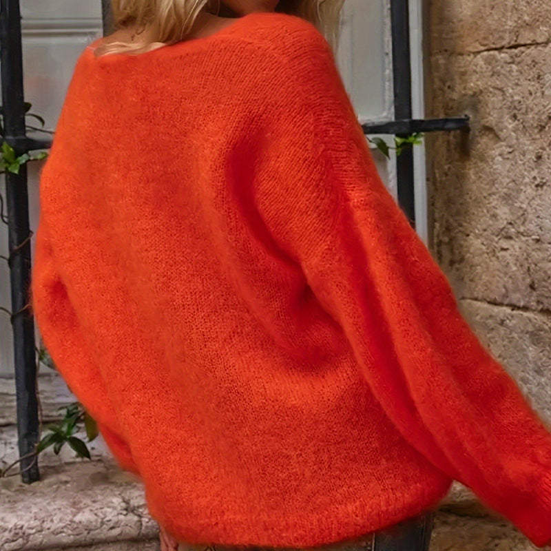 Cozy V-Neck Sweater for Women - Soft and Fluffy